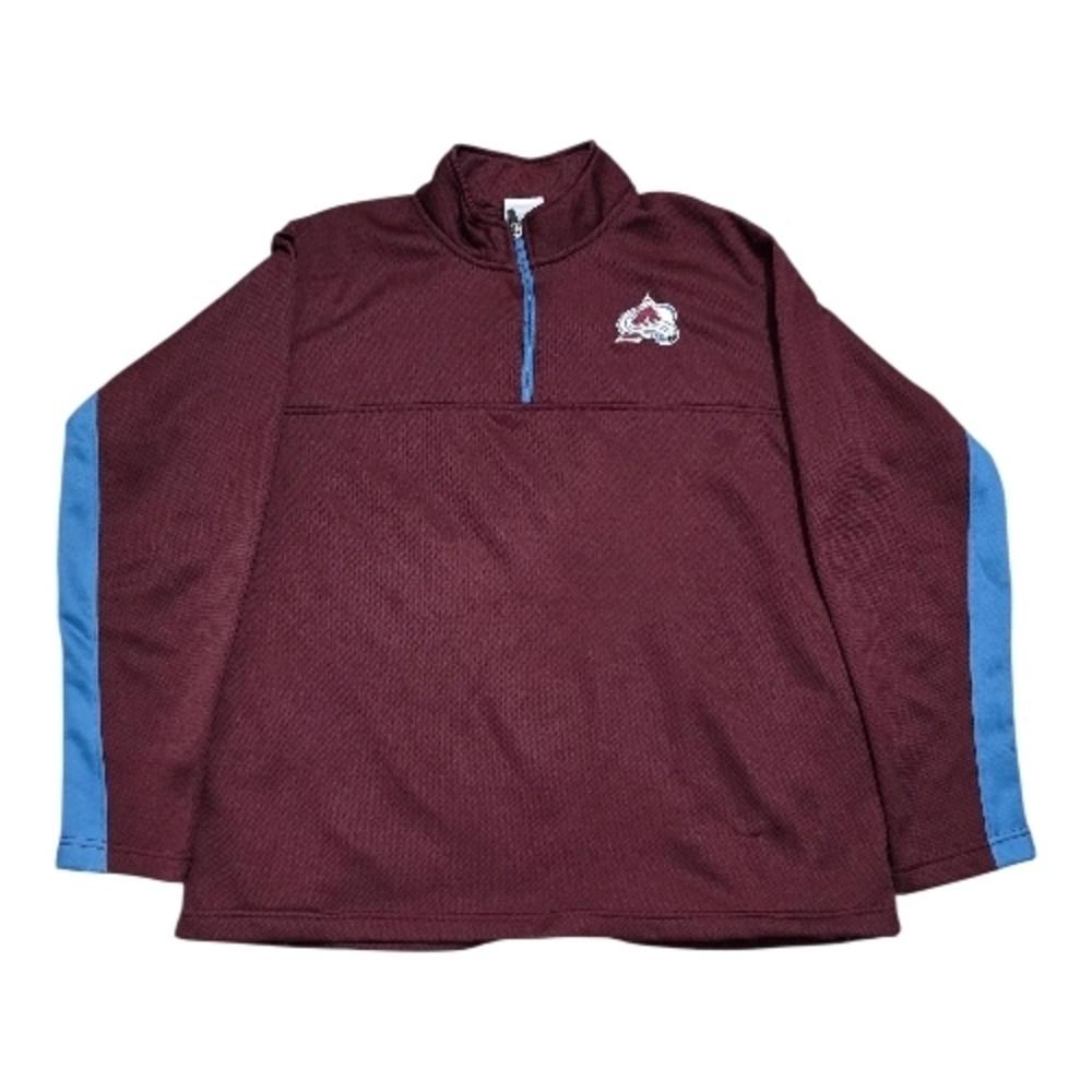 NHL AvalanchvBurgundy and Blue Men's  1/4 Zip Sweater With Pockets Size XL